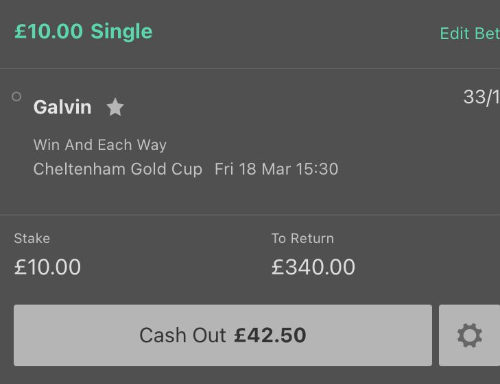 33/1 Galvin to win the Gold Cup