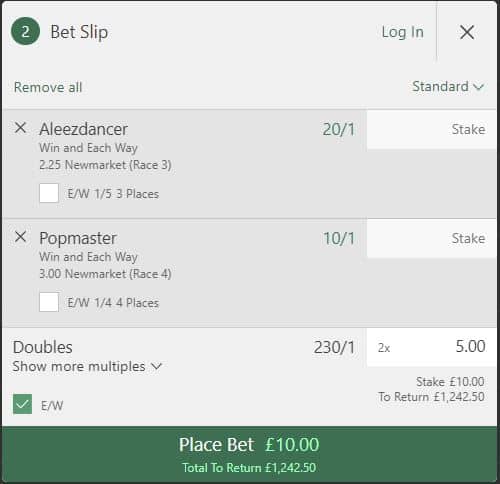 Newmarket each-way double