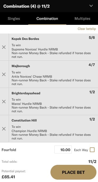 Cheltenham day 1 accumulator 2025