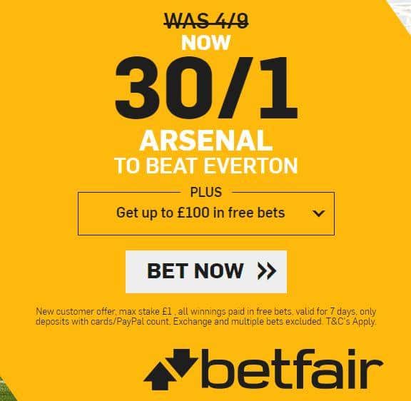 Arsenal vs Everton odds