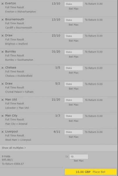 Premier League accumulator