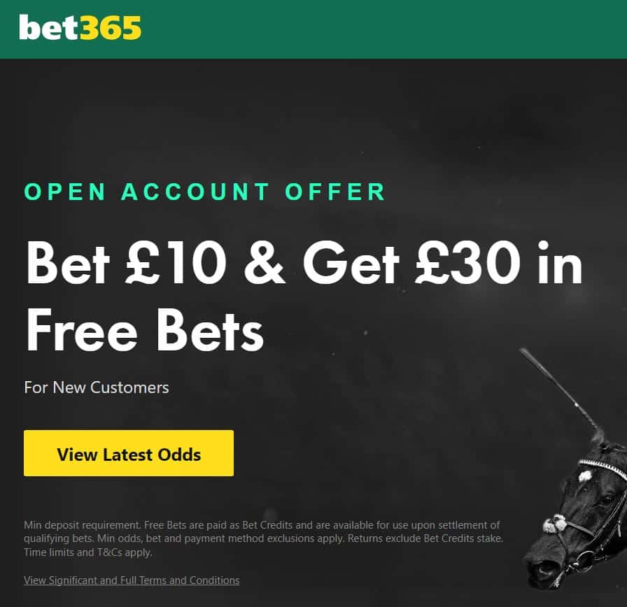 bet365 bonus code: TMG30 gets £30 free bets in December