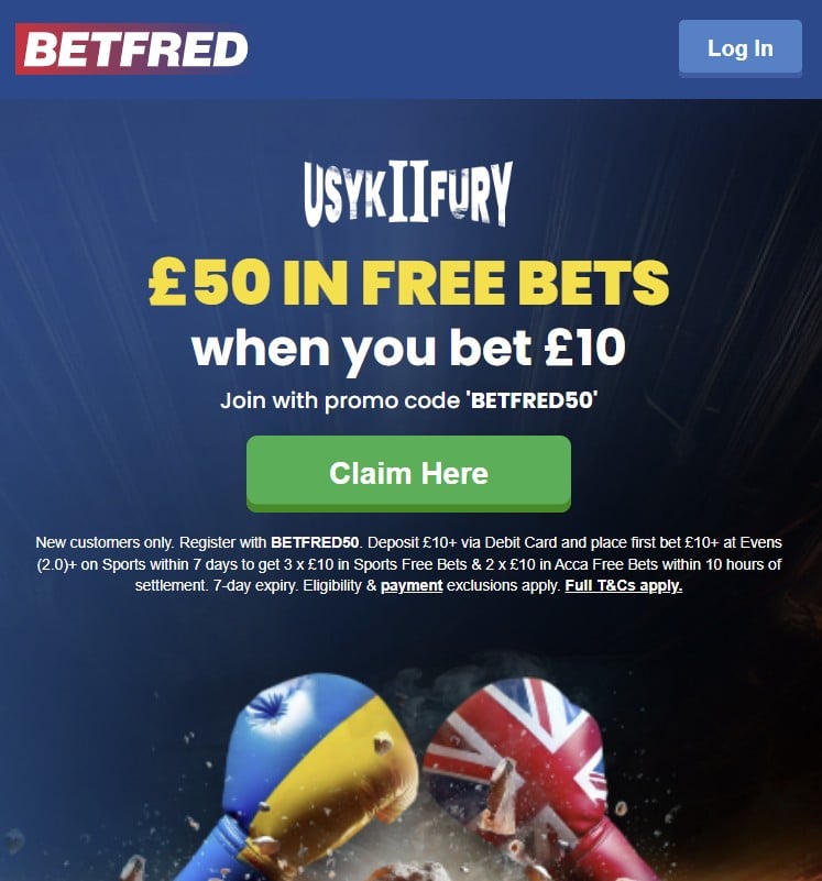 Fury vs Usyk 2 free bet